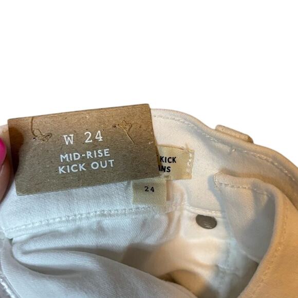 Madewell White Kick Flare Crop Jeans Size 24 Mid Rise Stretch Denim NWT - Picture 10 of 11